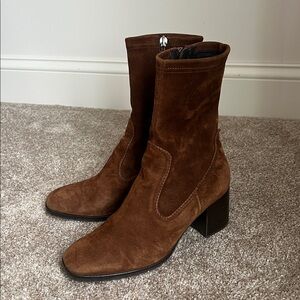 Aquatalia Chestnut Suede Heeled Boots